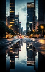 Obraz premium Capture of a Scenic Urban Area at Night