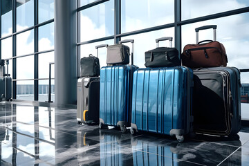 Colorful luggage in the airport terminal - Ai Generated