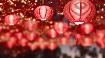 Obraz premium Chinese red paper lanterns. Chinese New Year celebration
