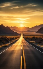 Fototapeta premium Sunrise on a Deserted Highway