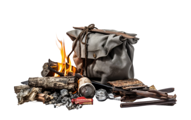 Safety in Challenging Scenarios with the Emergency Fire Starter Kit on a White or Clear Surface PNG Transparent Background