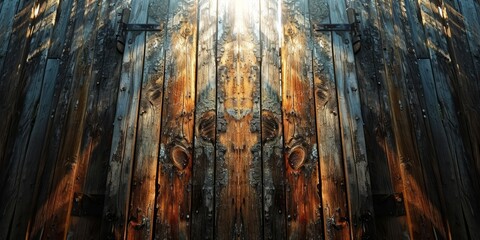 Rustic wooden background with a Beltane theme and many wooden slats, AI generated