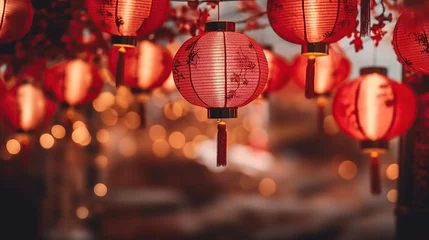 Foto op Aluminium Chinese red paper lanterns. Chinese New Year celebration © Svitlana