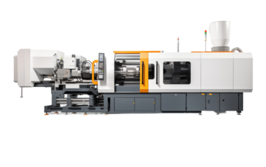 Revolutionize Production with the Fully Automated Injection Molding Machine on a White or Clear Surface PNG Transparent Background