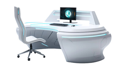 Maximize Efficiency with the Desk Featuring Integrated Chair on a White or Clear Surface PNG Transparent Background