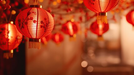 Fototapeta premium Chinese red paper lanterns. Chinese New Year celebration