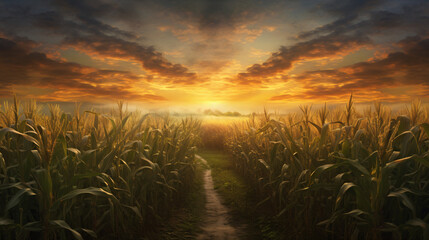 Sunrise over the corn field
