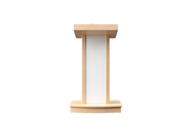 Portable Stand of Wood Enhances Presentation Dynamics on a White or Clear Surface PNG Transparent Background