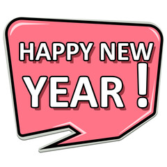 Happy new year on speech bubble