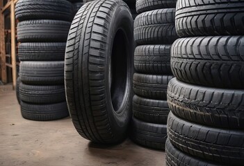 Obraz premium Tires. Old wheels. Tires in a landfill. Rubber Wheels.