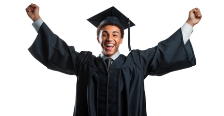 Proud happy graduate celebrating success, cut out