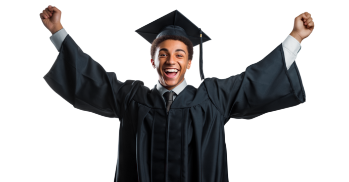 Proud happy graduate celebrating success, cut out