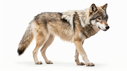 Naklejka na ściany i meble Timber wolf or Grey Wolf Canes lupus isolated on white background