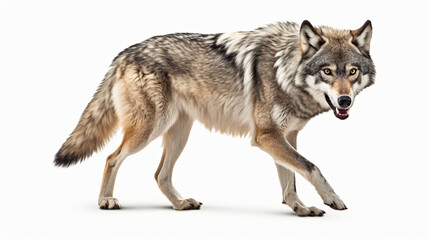 Naklejka na ściany i meble Timber wolf or Grey Wolf Canes lupus isolated on white background