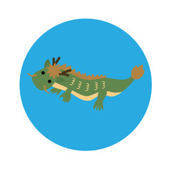 かわいい龍のアイコン　青