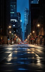 Fototapeta na wymiar Shot of a Hushed City Lane at Night