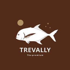 animal trevally natural logo vector icon silhouette retro hipster