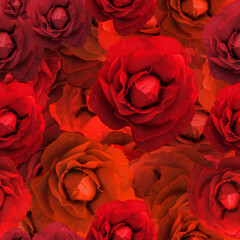 Seamless red rose bouqet high resolution banner