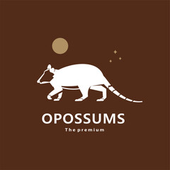 animal opossums natural logo vector icon silhouette retro hipster