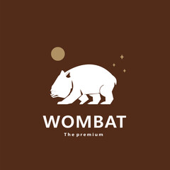 animal wombat natural logo vector icon silhouette retro hipster