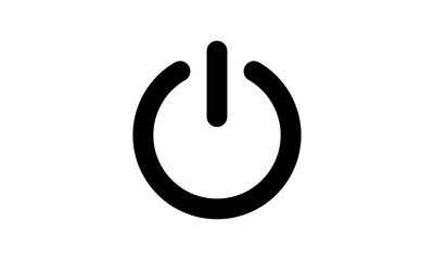 This is a round power button icon, a web symbol for on/off switch, energy control, or computer start/stop, shown as a shiny vector illustration on a white background