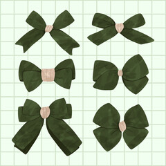 hand drawn green ribbons set
