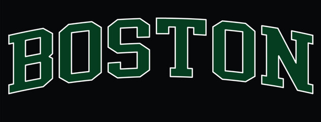 Boston Green Varsity team College Campus University Tshirt Graphic Fashion logo Trending Apparel Cute Emblem Slogan