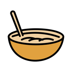 Bowl Food Rice Filled Outline Icon