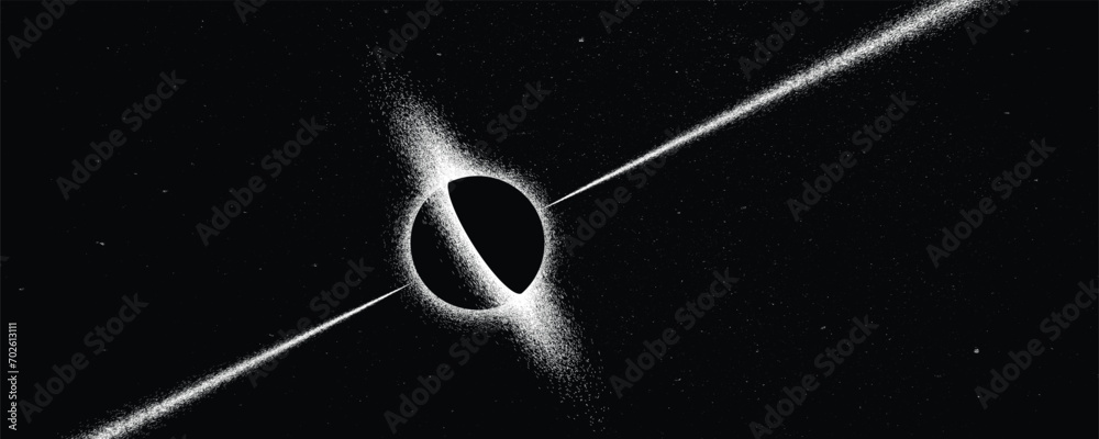 Wall mural black hole with disc of plasma and ray burst. supermassive singularity in core off a galaxy, with no
