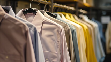 Working shirts on display in a clothing store - Generative AI