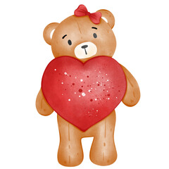 Naklejka premium teddy bear with heart