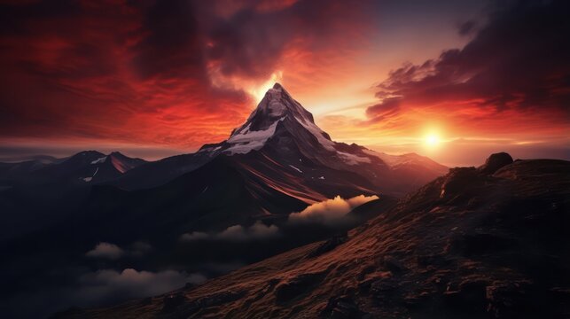 Dawn's First Light on a Mountain Peak