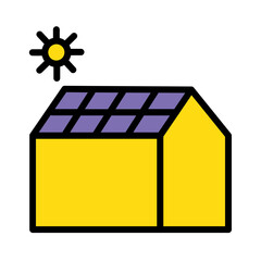 Roof Solar Sun Filled Outline Icon