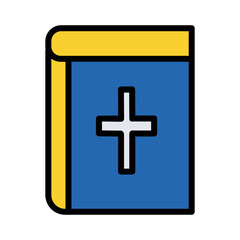 Obraz premium Book Funeral Cross Filled Outline Icon