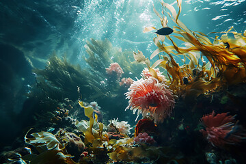 beautiful underwater sea life - obrazy, fototapety, plakaty