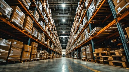 Warehouse with Organized Metal Shelving