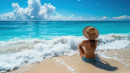 Woman enjoying beach vacation