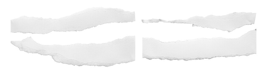 torn blank pages with uneven texture edges. set of ripped white paper sheets png isolated on...