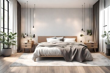 Interior modern bedroom mock up, Designing the most beautiful. 3D rendering