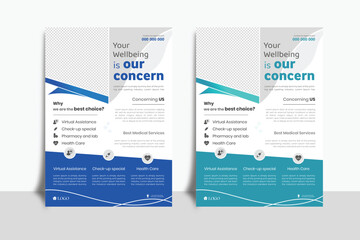 Medical Flyer, Healthcare handouts, business flyer with medical icons