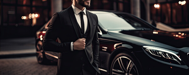 Businessman driver near luxury car