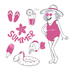 Joyful Summer Things Cartoon Vector Illustration