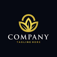 Golden Flower Store Logo On Black Background