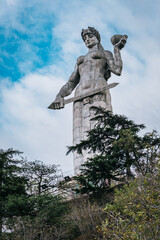 Obraz premium View on Kartlis Dedas, also called Mother of Georgia, a 20 meter high aluminum statue in old Tbilisi, Georgia