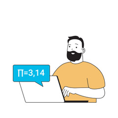 Education concept with cartoon people in flat design for web. Student making scientific research, learning maths, preparing to exam. Vector illustration for social media banner, marketing material.