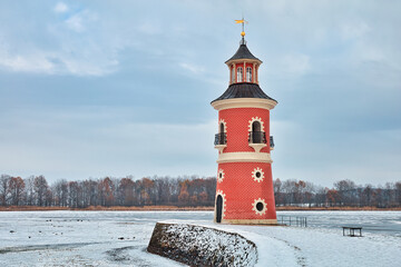 Mole und Leuchtturm Moritzburg bei Dresden - Lighthouse Moritzburg - Saxony, Germany, Europe -...