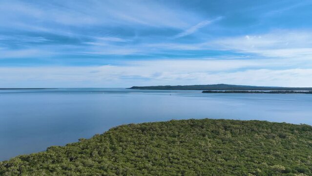 Flight from the tip of Pannikin Island towards Inskip Point Fraser Coast Oz