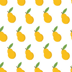 Yellow pear seamless pattern. Simple vector seamless background. Minimalist print. Autumn design suitable for textiles and packaging.