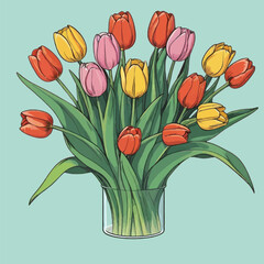 clip art, vector of beauty tulip flower
