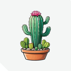 clip art, vector of cactus on pot